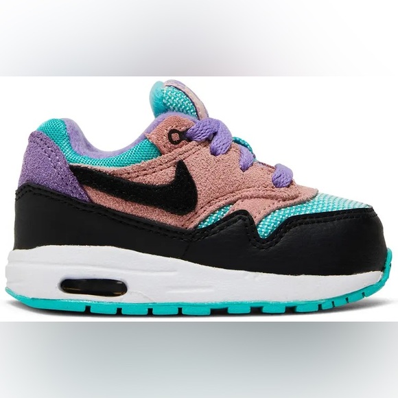 Nike Kids' Air Max 1 Aqua and Lavender Sneakers - Picture 1 of 7